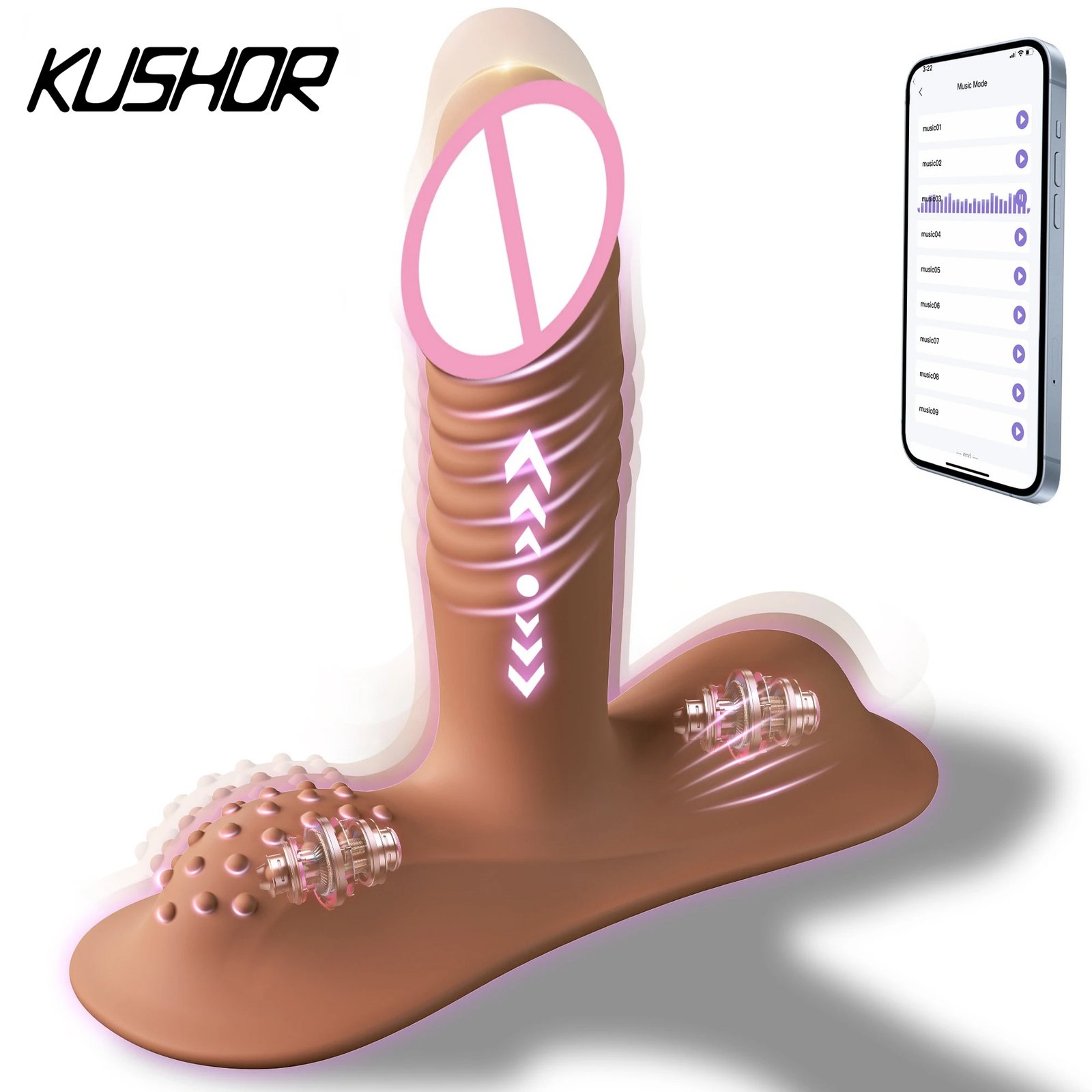 KUSHOR APP Control Dildo Vibrators for Women Clit Anal G Spot Stimulator Female Masturbation 9 Thrusting Vibrating Modes Sex Toy
